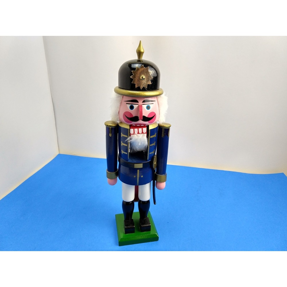 Vintage Painted Wooden Toy Soldier Nutcracker 13"